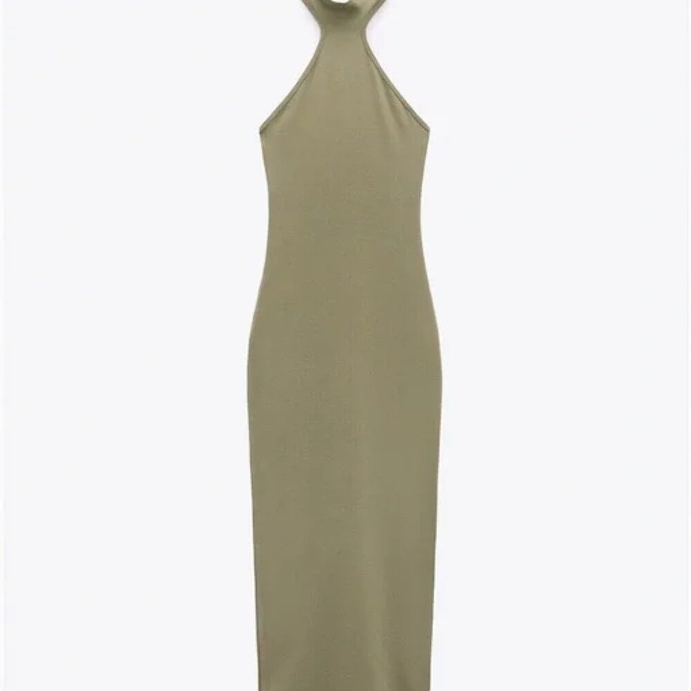 Zara | bodycon midi dress with halter neck |  sz M - never worn